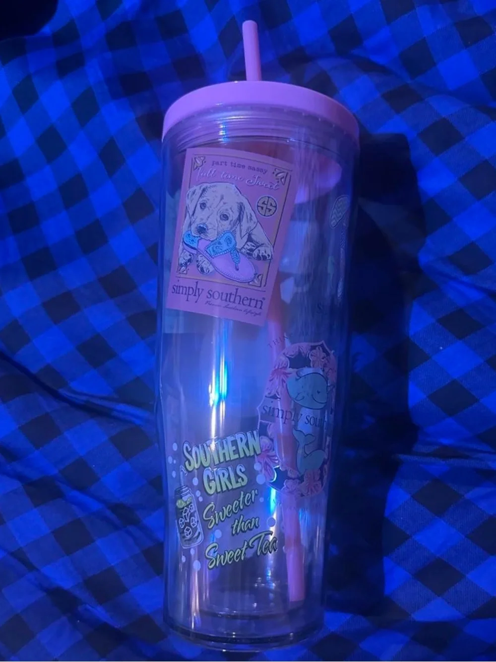 Simply Southern Pink Sticker Tumbler with Graphic Decals NWT